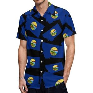 Montana staat vlag kaart heren shirts met korte mouwen casual button-down tops t-shirts Hawaiiaanse strand T-shirts 2XL