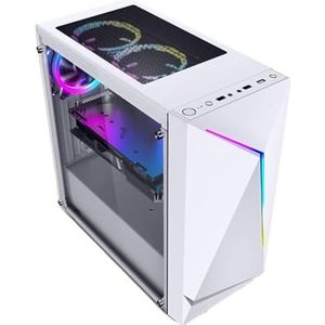 Mid-Tower Computerbehuizing ATX, M-ATX, ITX, Mid-Tower Gaming PC-behuizing Gehard Glazen Zijpaneel, Ondersteunt Radiatoren Tot 160 Mm Ondersteunt Waterkoeling(White)