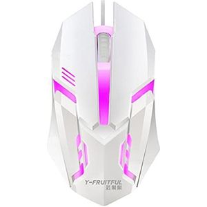 S1 Gaming Muis 7 Kleuren LED Backlight Ergonomie USB Bedrade Gamer Muis, flankkabel Optische Muizen Gaming Muis voor Laptop Muizen PC (Wit)