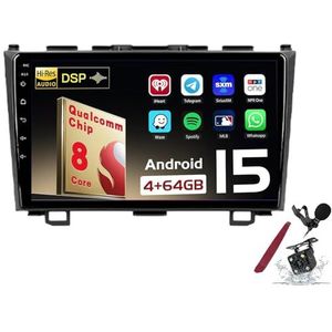 Android 15 Autoradio Sat Navi voor H-onda CRV (2006-2012) 9 Inch Touchscreen Multimedia Speler met Draadloze Carplay GPS Navigatie FM RDS Bluetooth 5G-WiFi SWC DSP,M120s