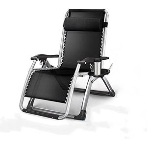 GEIRONV Gevoerde Zero Gravity Lounge stoel, for zware mensen tuinzonlouner met bekerhouder verstelbare vouwpatio -recliner Fauteuils