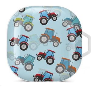 Veelkleurige Tractoren Oordopjes Case Compatibel met Samsung Hard Shell Beschermhoes Wit-Stijl