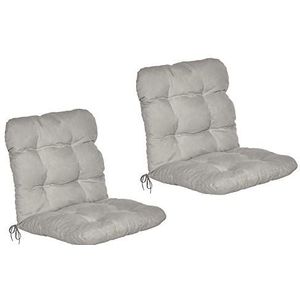 Beautissu Flair NL tuinkussen set van 2 - kussen voor tuin meubelen – zitkussen 100x50x8 cm grijs – tuinkussens in matraskussen kwaliteit