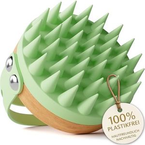 HELDSON® Premium massageborstel voor de hoofdhuid, FSC®100%, hoofdmassagerborstel, haarmassageborstel, haarverzorging, hoofdhuid peeling, hoofdmassage - Scalp Scrub [jadegroen)