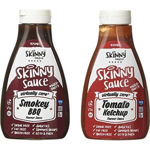 The Skinny Food Co. Skinny Siroop Twin Pack, Smokey BBQ & Tomaat Ketchup, 425ml