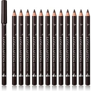 Sumeitang 12 Stks Donkerbruin Eyeliner Make-up Potlood Zachte Textuur Gemakkelijk Kleur Waterbestendig Langdurige Wenkbrauw Kleurstof Potlood voor Vullen