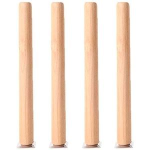 4 stuks meubelpoten van hout, ronde vorm, tafelpoten, massief hout, verticale meubelpoten, vervanging, meubelpoten, bankpoten voor bank, kast en bed (50 cm)