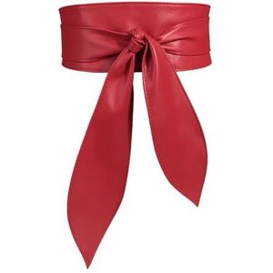Vrouwen brede tailleriemen tailleband gestrikte strik riem zelfstrikken wikkelriem for kleding(Red)