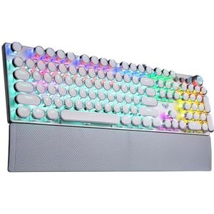 QPSJXN Retro punk-ronde keycap, mechanisch, bekabelde RGB Backit Ligit 104, voor pc-laptop en tablet, compatibiliteit (wit)