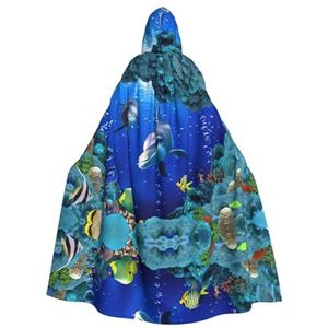 WURTON 3d Onderwater Wereld Vis Dolphi Carnaval Kostuums Voor Volwassenen Cosplay Cape Kostuums Mantel Met Capuchon Voor Vrouwen Mannen 185Cm