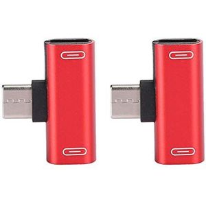 2 stks Adapter, Aluminium USB-C Splitter Type-C Audio Oplader, 2 in 1 Charge/Call/Afstandsbediening/Muziek Converter, voor Letv 2G / 3G(red)