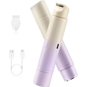 2-in-1 elektrisch scheerapparaat voor dames - oplaadbaar nat droog waterdicht tweekop bikini haartrimmer, kleurverloop paars