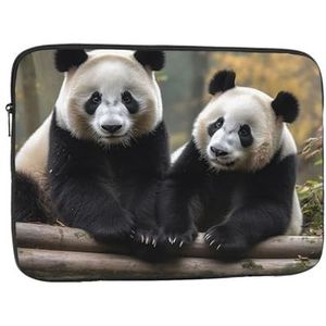 Laptophoes 10-17 inch laptophoes twee grote panda's laptophoezen voor vrouwen mannen schokbestendige laptophoes