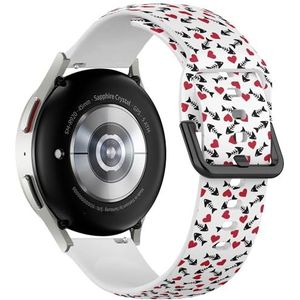 Zachte sportband compatibel met Samsung Galaxy Watch 6 / Classic, Galaxy Watch 5 / PRO, Galaxy Watch 4 Classic (Fish Skeleton Red Heart Simple) siliconen armband accessoire