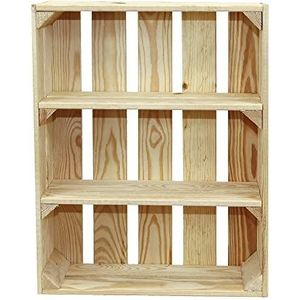 MARWOOD PREMIUM QUALITY Houten kist natuurlijk met rek, multifunctionele box, houten kisten, wijnkisten, hout, fruitkisten, kisten, vintage kisten van schoenenrek, 50 x 40 x 15 cm