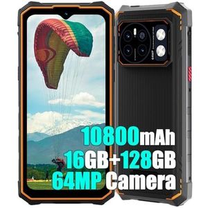 HOTWAV Cyber 13 Outdoor mobiele telefoon zonder abonnement, Android 14, 10800mAh, 16GB RAM + 128GB ROM + 1TB TF outdoor smartphone, 6,6 inch DH+ 90Hz, 64 MP + 16 MP bouwplaatsmobiele telefoon, Face
