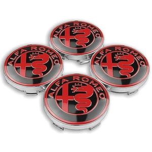SJZZJMZ 4 stuks auto wielnaafdoppen voor Alfa Romeo Giulia Stelvio Giulietta Mito 159 147 156 166 60mm vervangende naafdoppen stickers B