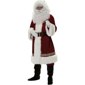 7 Stks Luxe Kerst Kerstman Kostuum Volwassen Kerstman Kostuum Voor Mannen Set Party Cosplay Kerstman Pak A,XXL