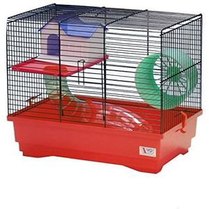 decorwelt hamsterstokken rood buitenmaten 40x25x34 knaagkooi hamster plastic kleine dieren kooi met accessoires