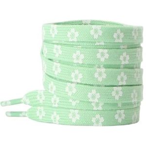 schoenveters, Platte schoenveters for sneakers Hartvormige veters Bloemen Kleine madeliefjes Schoenveter Hoge canvas schoenveter for schoenen(Light green,160cm)