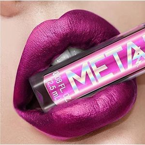 INTEROOKIE Metallic vloeibare lippenstift lipkleur non-stick cup lipglazuur kleur make-up, parel schoonheid make-up (STRIPPER PINK)