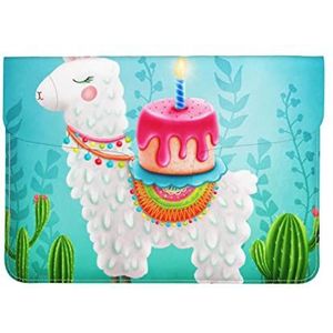 Lama Alpaca Cake Cactus Gedrukt Lederen Laptophoes Waterdichte Slanke Beschermende Notebook Tas voor Werk Kantoor Outdoor Business