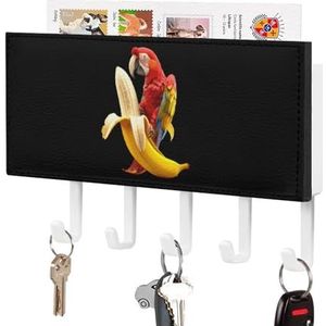 Grappige Papegaai En Banaan Sleutelhouder Voor Wandsleutelhangers Organizer Wandmontage Sleutelrek met 5 Haken