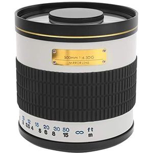 500 Mm F6.3-telelensspiegellens, Telefoto Handmatig Scherpstellen Spiegel Opvouwbare Lens Reentrant-lens Landschap Vogelcameralens met Adapterring, voor NEX-Mount Camera (Wit)