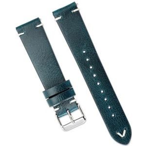 EDVENA Echte Retro Lederen Horlogeband 18mm 20mm 22mm Horlogeband Handgemaakte Polsband Quick Release Man Horlogeaccessoires(Blue,20mm)