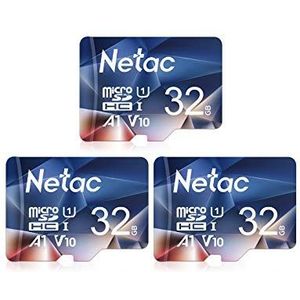 Netac Micro SD-kaart A1, U1, C10, V10, FHD, 600X, UHS-I snelheid tot 90/10 MB/sec(R/W) Micro SD-kaart voor telefoon, camcorder, switch, GoPro Tablet 32 GB 3Packs