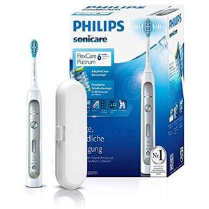 Philips Sonicare FlexCare Platinum HX9111/20 tandenborstel met drukcontrole, 3 poetsprogramma's, 3 intensiteiten, timer en etui, zacht voor tanden en tandvlees, wit