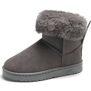 Sneeuwlaarzen voor Dames Winterlaarzen voor Warm Faux Fur Gevoerde Winterschoenen voor Comfortabele Platte Outdoor Anti-slip Laarzen Schoenen,Grijs,Maat:37 EU