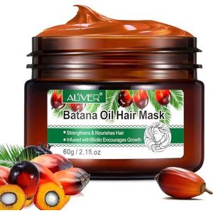 Batana Haarmasker voor Haargroei, Natuurlijke Batana Olie Haargroeimasker Biologisch Voorkom Haaruitval met Rozemarijn en Biotine, Helpt bij Kroezen, Splitsen & Glans voor Mannen & Vrouwen - 60g