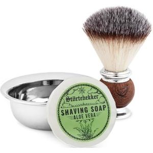 Störtebekker® Premium scheerkwastenset met scheerschaal van roestvrij staal en scheerzeep Aloë Vera [incl. scheer- en baardgids e-book] - cadeau-idee - perfecte aanvulling op scheermes en scheermes