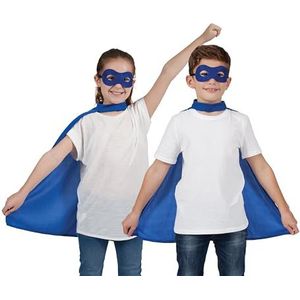 Wicked Costumes Kids Unisex Super Hero Cape & Mask Fancy Dress Kostuum - Blauw (One Size 6-10 Jaar)