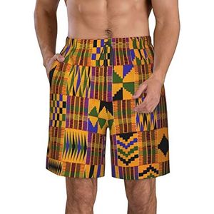 JIAWUJYNB Afrikaanse tribal etnische textuur print heren strandshorts zomer shorts met sneldrogende technologie, lichtgewicht en casual, Wit, XL