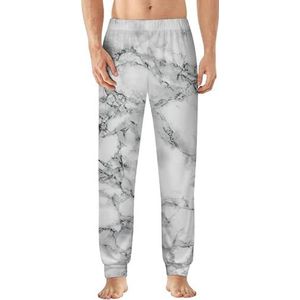 Witte marmeren stenen patroon heren pyjama broek zachte lounge bodems lichtgewicht slaapbroek