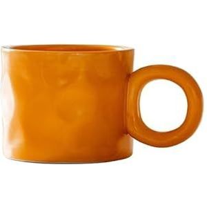 Koffiegeschenken keramische koffiemok handgemaakte beker ring handvat keramische mokken voor koffie porseleinen mok bierbekers drinkgerei mok (maat: 450 ml, kleur: oranje)