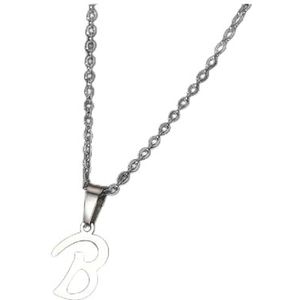 Eenvoudige zilveren kleur 26 letter hanger ketting mode unisex AZ initialen roestvrijstalen choker sleutelbeen ketting sieraden (Style : FN782170)