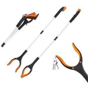 Grabber Reacher Tool, 2 stuks 81 cm opvouwbare lichtgewicht prullenbak klauwgrijpers voor ouderen, 360° roterende kop brede kaak reikgereedschap voor afval, pick-up stick (oranje)