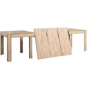 Nordic Story Uittrekbare eettafel, XL, 160-280 cm, van massief eikenhout, ideaal voor keuken, woonkamer, meubels in Scandinavische rustieke stijl, kleur eiken gebleekt