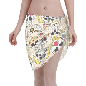 Mexicaanse schedel 1 elegante strandwrap, bikini cover-up, badkleding jurk, voor vrouwen, perfect voor zwembad en resort, zwart, Zwart, one size