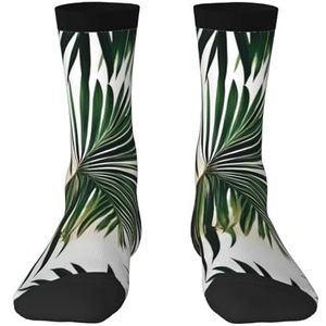 Palmboombladeren 1 comfortabele halfhoge sokken voor mannen en vrouwen - Modieuze volwassen sokken, verhoog je stijl., Palmboom bladeren 1, Eén Maat