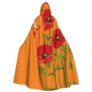 YQxwJL Butterfiy en bloemenprint capuchon lange lengte cape unisex capuchon Halloween kerst mantel kostuums party cape