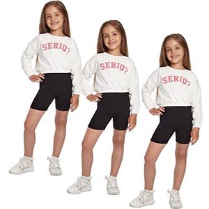 SOFTSAIL Leggings voor meisjes, korte katoenen leggings, sportief, dans, gymnastiek, ademend en comfortabel, elastisch, zwart, 3-pack, 8-9 Jaren