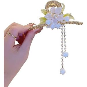 Haarspeldjes Haar Klauw Vintage Franse Haar Grab Clip Retro Luxe Haaraccessoires Bell Orchidee Kwastje Haai Clip (Maat: Wit)