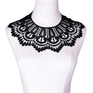 Zwart borduurwerk kant hals kraag versiering naaien stoffen versieringen kant stof jurk leveringen scrapbooking-14-1Piece