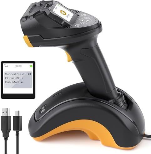 Inateck - Pro 8 - Bluetooth Barcodelezer - 2D-1D Barcodescanner - Met Display en Intelligente Basis
