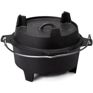 Grillfürst Dutch Oven ca. 4 liter - stabiel staande vuurpan door speciaal ontwikkelde T-poten, hittebestendige gietijzeren pan, deksel als pan te gebruiken, DO 4