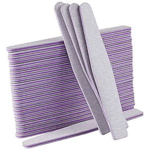 AYITOO 50 Stuks Nagelvijlen 100/180, Nagels Vijlen Dubbelzijdige Vijlen Voor Gelnagels Nagelvijl Professioneel Pools Manicure Nail Art Materiaal Schuurpapier Vorm Diamant Kleur Grijs/Kern Paars